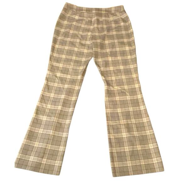 NWT Gianni Bini Alora Split Hem Dress Pants Size 14 Brown Plaid Y2K Work Slacks - Picture 5 of 6